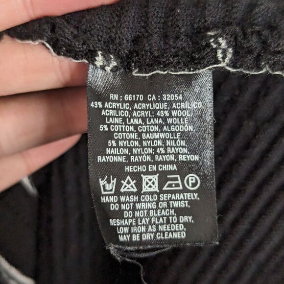 Knitted & Knotted Striped Wool Blend 3/4 Sleeve Midi Dress Black‎ White XS - Picture 5 of 5